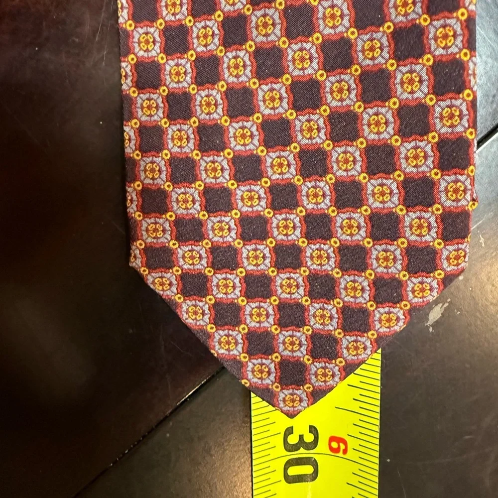 Daks London‎ Red and Black Patterned Men's Tie 60” long Silk